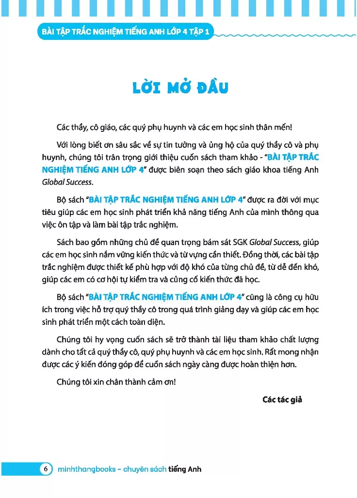 BÀI TẬP TRẮC NGHIỆM TIẾNG ANH LỚP 4 - TẬP 1 (Có đáp án - Theo SGK Tiếng Anh Global Success)